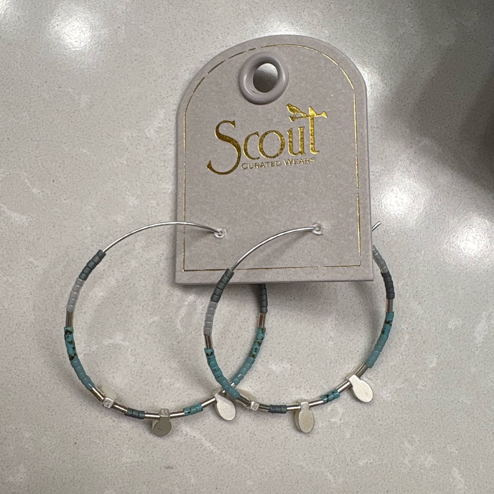 Blue and Silver Hoop Earrings